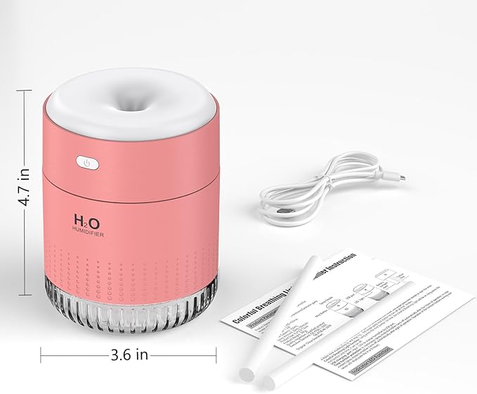 Portable Mini Humidifier, Auto Shut-Off, 2 Mist Modes, Quite, Small Humidifiers for Bedroom Travel Office Desk Plants (Pink)