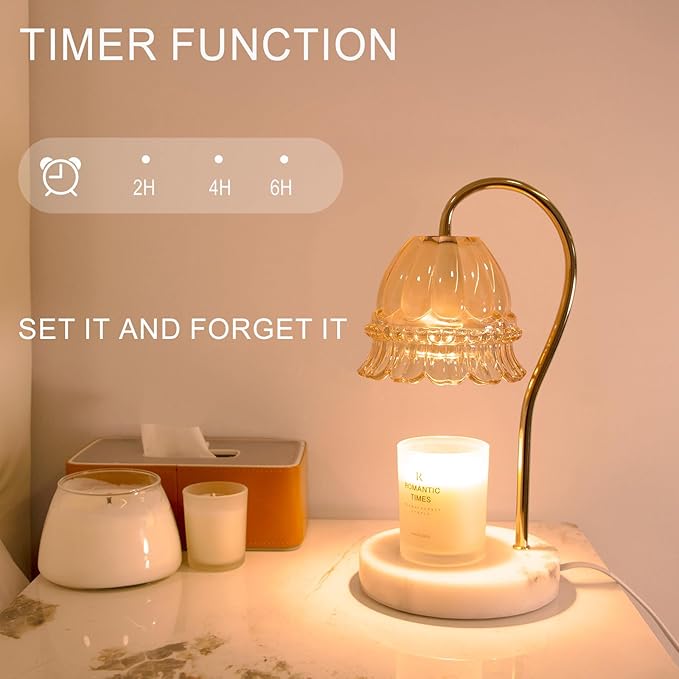 Candle Warmer Lamp with Timer & Dimmer, Electric Candle Lamp Warmer with 2 Bulbs for Scented Candle, Home Decor Gift for Her, Mother’s Day Gift (Milk Tea)