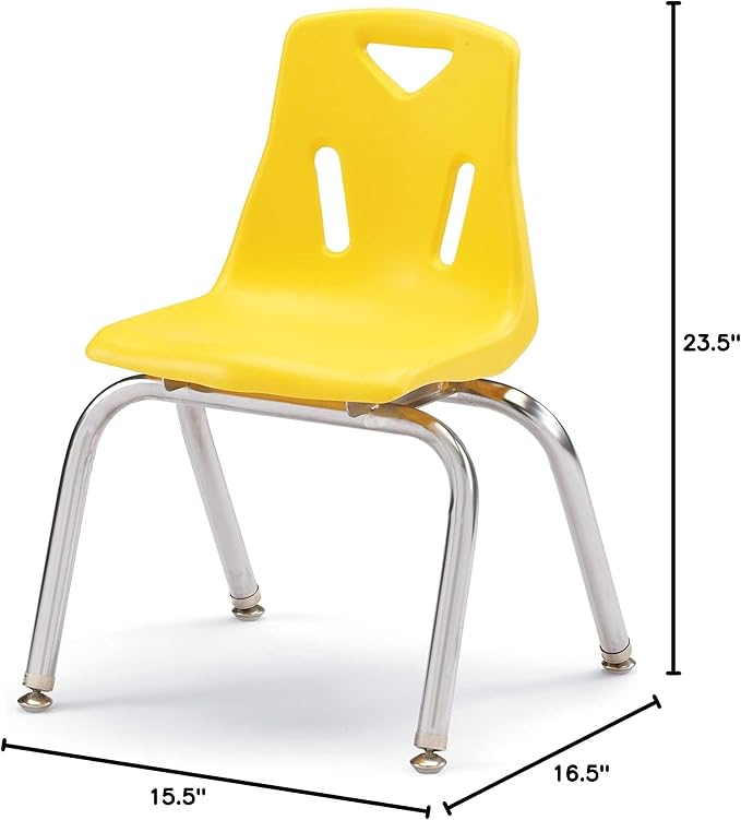 Jonti-Craft Berries 8144JC1007 Stacking Chair with Chrome-Plated Legs, 14" Height, Yellow