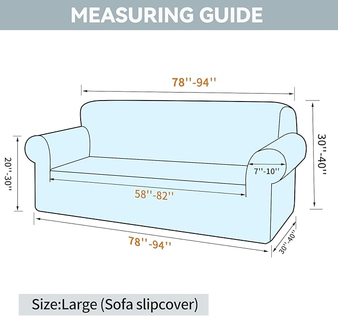 LURKA Stretch Sofa Slipcovers Couch Covers for 3 Cushion Couch Sofa Pet Friendly Non Slip Sofa Cover Washable Furniture Protector with Elastic Bottom (Large, Black)