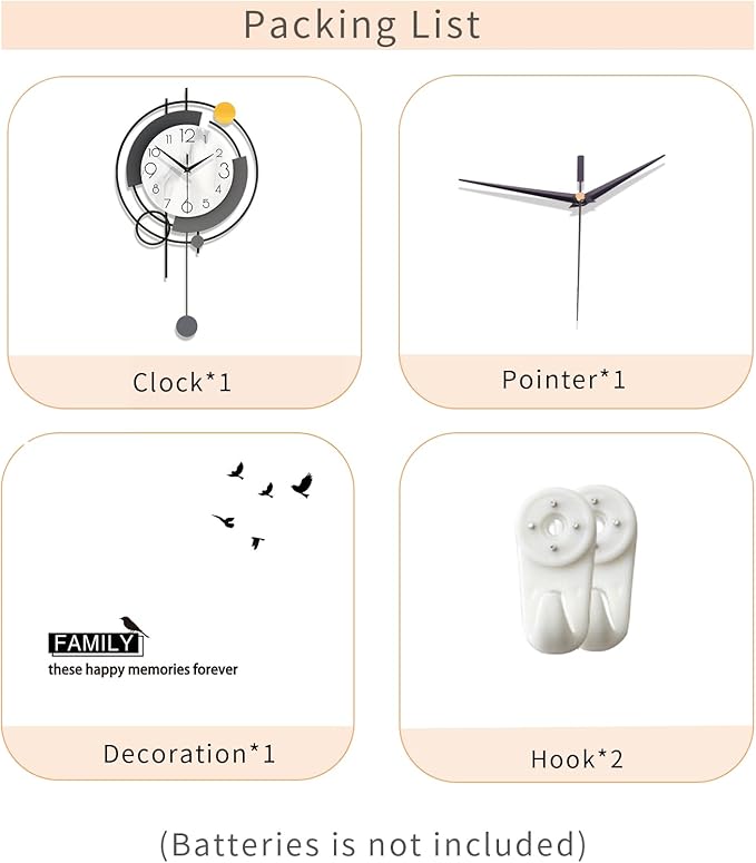 FLEBLE Wall Clock Silent Modern Wall Clock for Living Room Decor Analog Large Clock Battery Operated Non-Ticking with Minimalist Design for Kitchen, Bedroom, Office, Home,13x22.8 inches