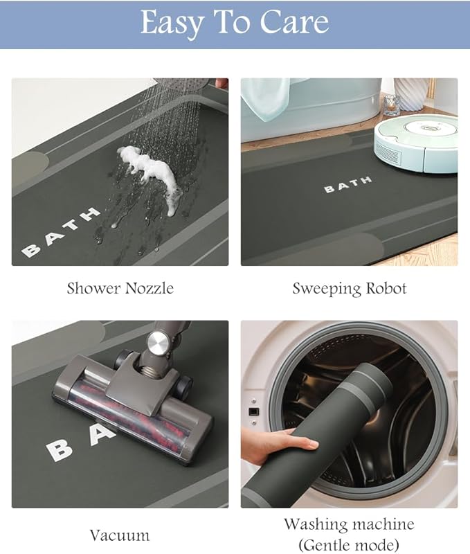 MontVoo-Bath Mat Rug Long Non Slip Super Absorbent Bathroom Runner Stain Resistant Quick Dry Thin Bathroom Mat Fit Under Door-17"x70",Darkgrey