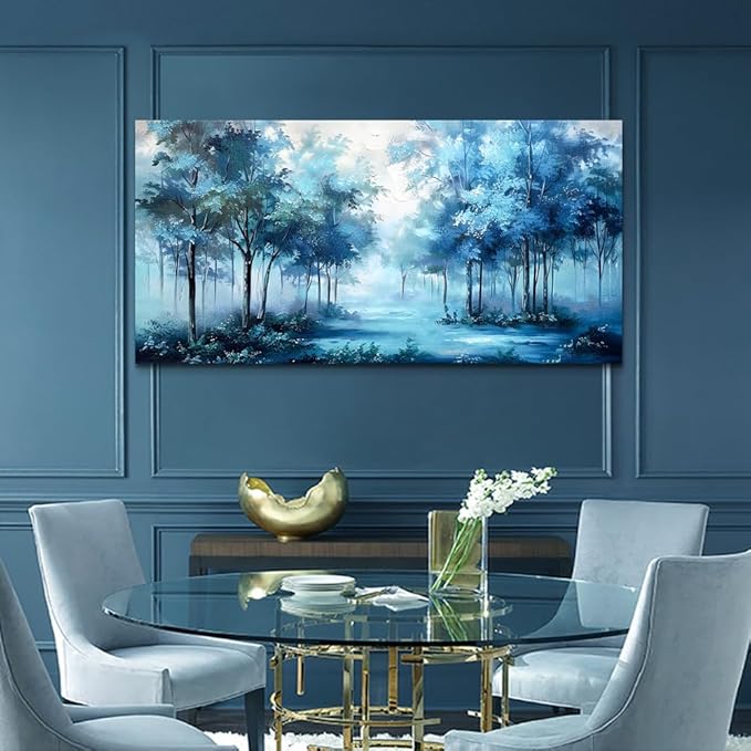 Wapluam Wall Art For Living Room Canvas Wall Decor For Bedroom Foggy Forest Landscape Wall Pictures Trees Wall Paintings Office Decorations Stretched and Framed Canvas Prints Art Home Decor Mural