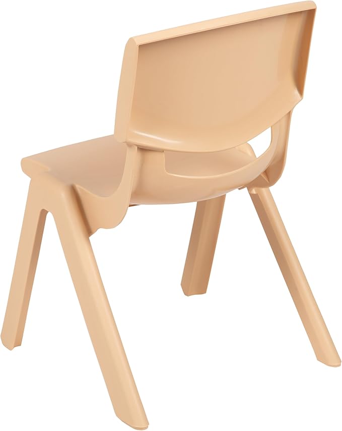 EMMA + OLIVER 2 Pack Natural Plastic Stackable School Chair with 10.5" H Seat, Preschool Chair