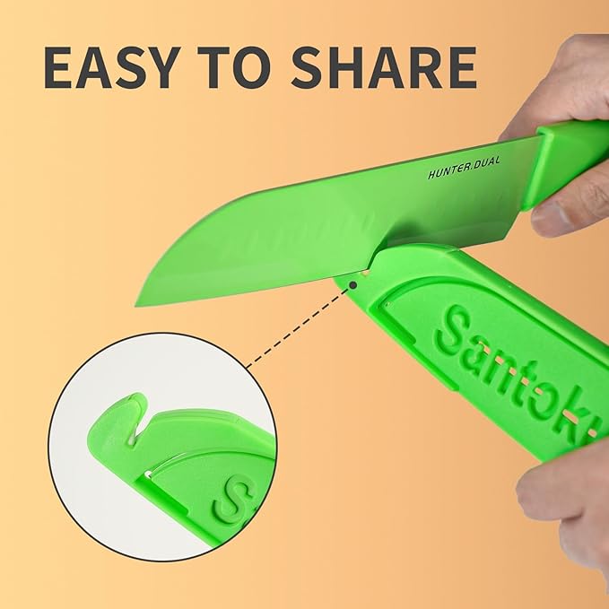 Knife Set, 12-PC Colorful Kitchen Knife Set, 6 Sharp Kitchen Knives with Built-in Sharpener Covers for Cooking, Cutting&Chopping (Multicolor)