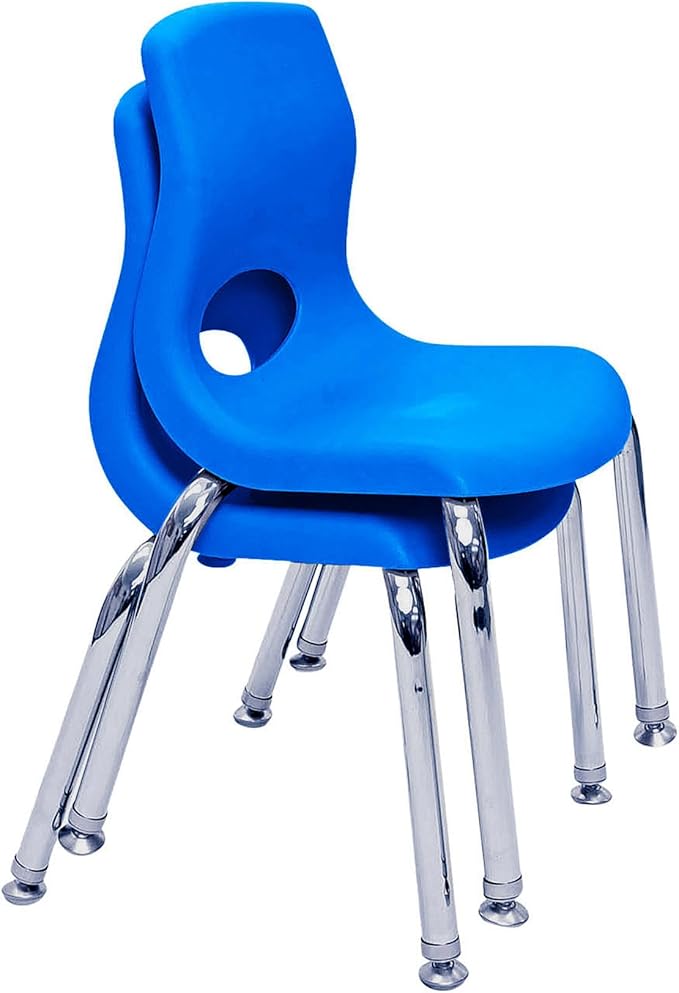 Children’s Factory MyPosture Plus 8" Chair, Blue with Chrome Legs, 2 Pack, Stackable Ergonomic Seating Solution for Classrooms and Homeschools