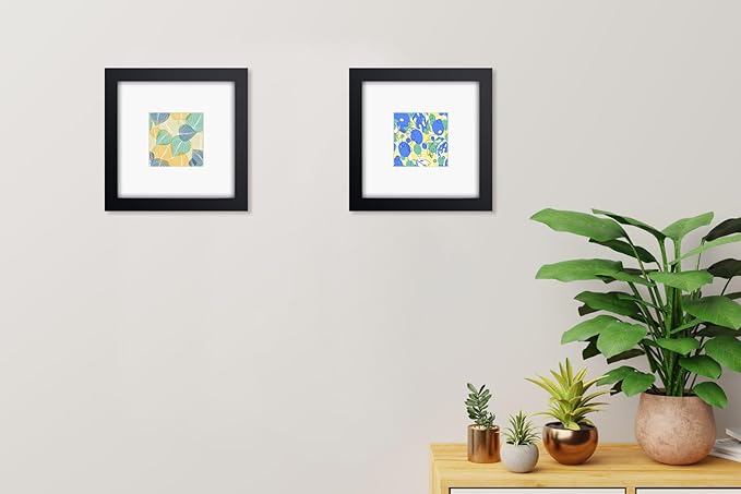 RPJC 8x8 Soild Wood Picture Frame with High Definition Glass Display Pictures 4x4 with Mat or 8x8 Without Mat for Wall Mounting Hanging Photo Frame White