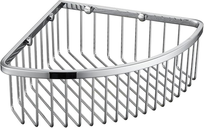 Bathroom Shower Caddy Corner Shelf Basket, Ultra Sturdy Rust-Proof Stainless Steel Shelf Organizer Shampoo Holder, Wall Mounted Storage Rack for Bathroom Kitchen, Polished Chrome
