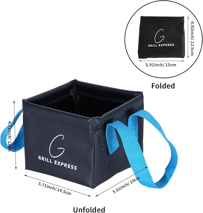 Collapsible Water Bucket for Grill Brush Heads, Durable Dunk Tank for Stainless-Steel Grates and Steam Grills (Bucket Only, No Brush Included)