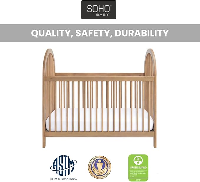 Soho Baby Everlee 3-in-1 Island Crib, Honey Wood