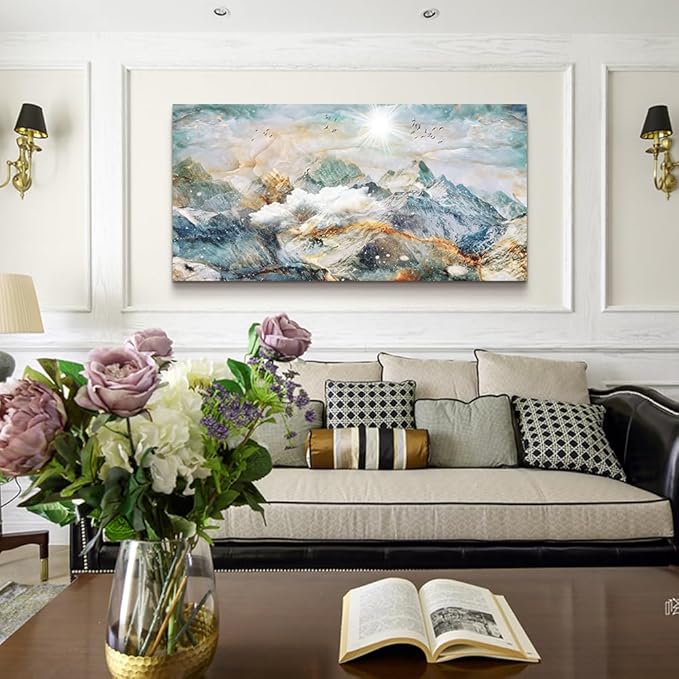 Wapluam Large Canvas Wall Art For Living Room Office Wall Decor Abstract Wall Decor For Bedroom Mountain Landscape Wall Painting Framed Pictures Decor Artwork Farmhouse Home Decorations 30"X60"