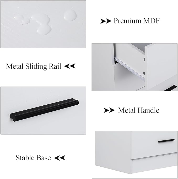 3 Drawers Dresser with Power Outlet, Chest of Drawers with LED Light, White Dresser Organizer with Open Storage Cubby, Modern Nightshatnd for Bedroom, Living Room, Entryway, Hallway