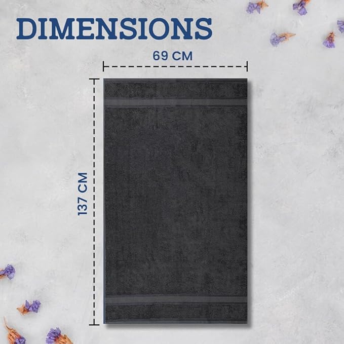 Casa Lino Charcoal Black Bath Towels Set of 4 (54" x 27") - Large Bathroom Towel Set - 100% Cotton Towels for Bathroom - Highly Absorbent & Quick Dry Bath Towel Multipack - New Apartment Essentials