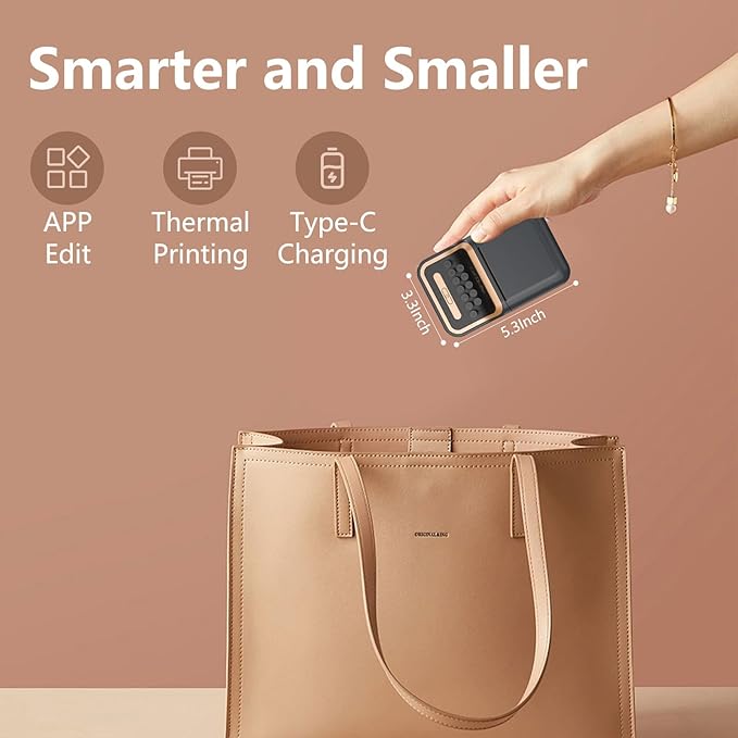 Wireless Mini Retro Label Maker Machine with Tape,Bluetooth Portable Thermal Sticker Printer for Phone,Small Business, Address, Logo, Qr Code, Food,Home, Kitchen,with 50×30mm Label(Black)