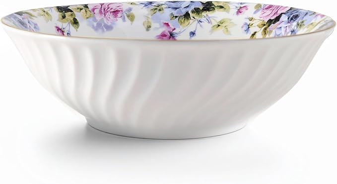 Lynns Paradise Millicent 9-Inch Big Bowl, Set of 3, Purple; Heavy Duty; Chip Resistant; Lead and Cadmium Free; Freezer to Oven Safe up to 500°F