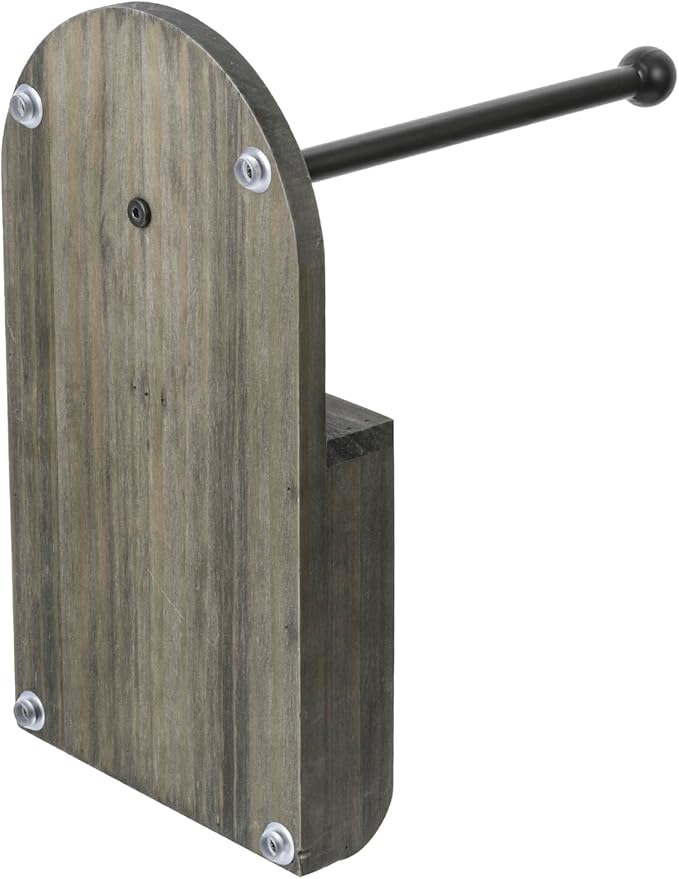 MyGift Vintage Weathered Gray Solid Wood and Black Metal Paper Towel Roll Holder and Napkin Dispenser Combination Storage Rack for Kitchen Counter or Dining Table