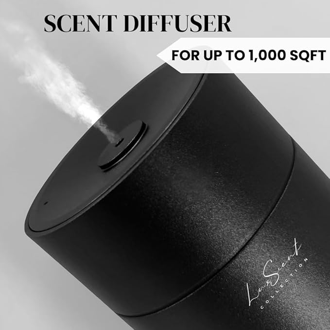 Aroma Scent Diffuser Starter Kit for Up to 1000SQ. FT. Coverage - 120ML Waterless Essential Oil Scent Included - Luxury Aroma Diffuser Ideal for Home, Office & Hotel (Black, Gold Rush Magic)