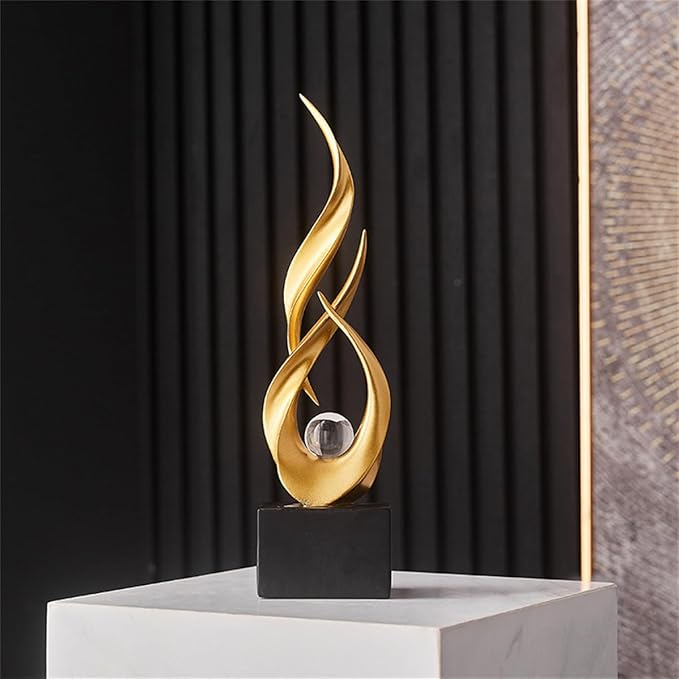 AWNR Abstract Art Deco Decor Statues for Home,Shelves,Table,Living Room, Dining Room,Modern Sculpture Decoraciones of Homes for Sale (Gold D)