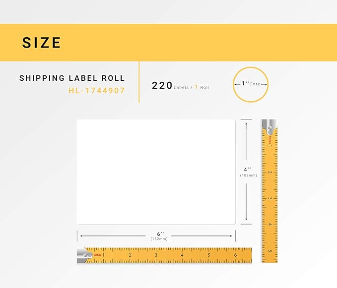DYMO-Compatible 1744907 Shipping and Postage Labels for 4XL (4" x 6") - BPA Free! (6 Rolls; 220 Labels per Roll)