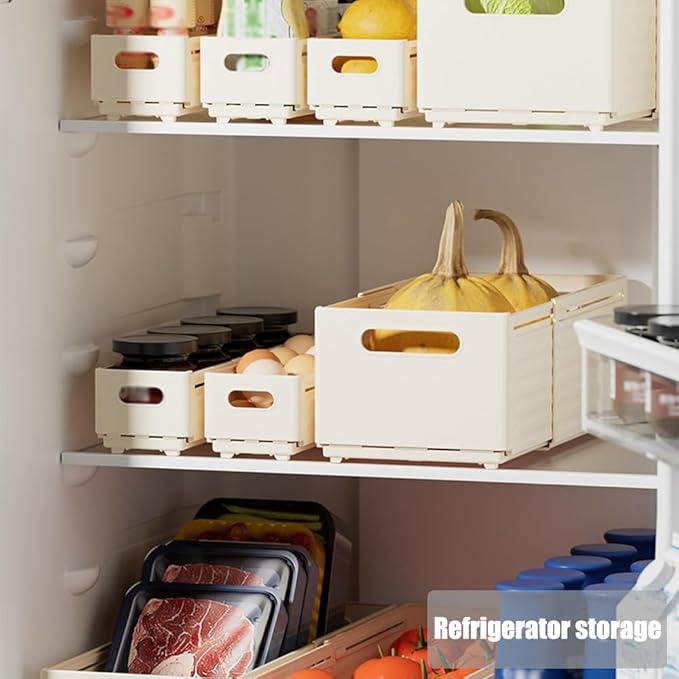 Foldable Storage Bins, 2 Pack Plastic Expandable Boxes for Organizing, Adjustable from 11-18.8" Drawer Organizers Separators Dividers for Bedroom Kitchen Utensils Tools Closet, Small