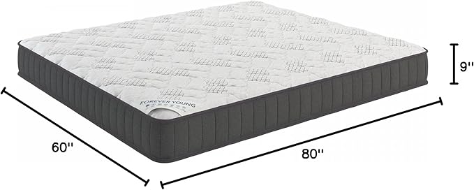 Ottomanson Queen 9" Hybrid Mattress - Medium-Firm Support - Made in USA - Individually Pocketed Coils & CertiPUR-US Foam - Fiberglass-Free - Bed in a Box