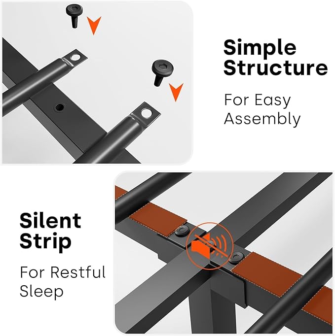 Farmhouse King Bed Frame with Bookcase Storage Headboard, Charging Station, LED Light and 2 Storage Drawers, Noise Free, No Box Spring Needed, Brown