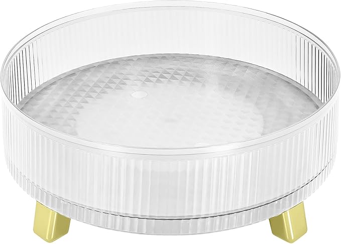 Acrylic Lazy Susan Organizer, 11" Turntable Organizer for Kitchen Cabinet Tabletop Bathroom, Smooth Rotating Acrylic for Dining Table Pantry Spice Rack, 1-Tier Plastic Clear
