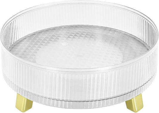 Acrylic Lazy Susan Organizer, 11" Turntable Organizer for Kitchen Cabinet Tabletop Bathroom, Smooth Rotating Acrylic for Dining Table Pantry Spice Rack, 1-Tier Plastic Clear