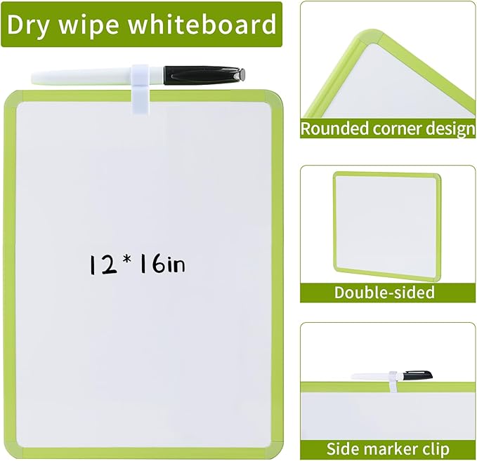 Portable whiteboards, Drawing Boards, and Writing Boards, 12"x16" Portable Modern Color Frame erasable Writing Boards, Suitable for to-do List Recording in Offices, Homes, and Schools (Green)