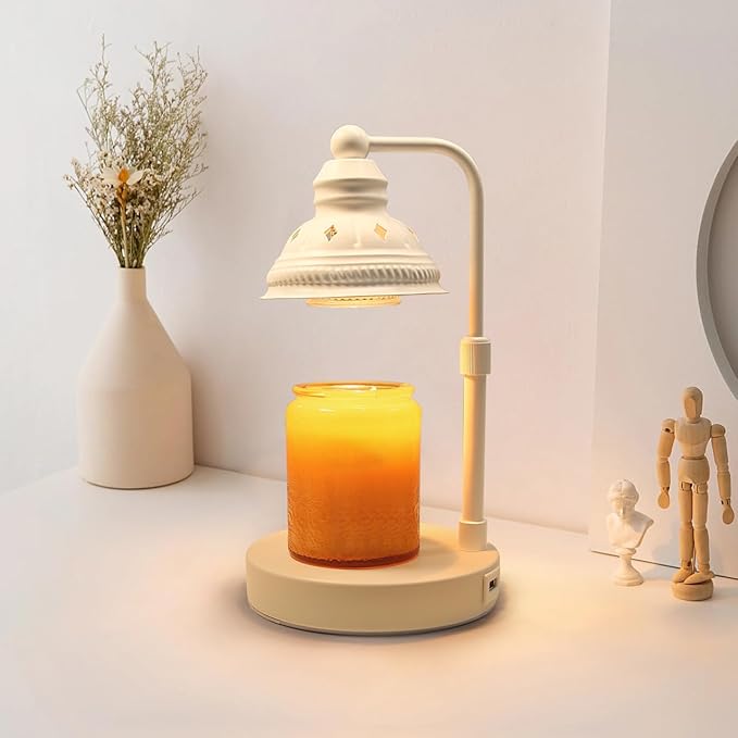 LIDORE Candle Warmer, Candle Warmer Lamp with Timer, Candle Lamp with USB Charger, Gift for Mothers Day Valentines Day Christmas New Year, Home Decor, Aromatherapy Warmer for Yoga, White