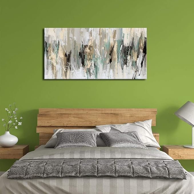 tigeridge Abstract Wall Art Grey Modern Canvas Pictures Contemporary Canvas Artwork for Bedroom Living Room Bathroom Kitchen Office Home Wall Decor Framed Ready to Hang 29" x 58"