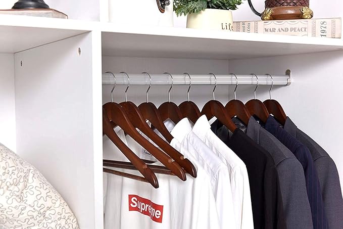 Quality Wooden Hangers - Slightly Curved Hanger 30-Pack Sets - Solid Wood Coat Hangers with Stylish Chrome Hooks - Heavy-Duty Clothes, Jacket, Shirt, Pants, Suit Hangers (Walnut - Chrome Hook, 30)