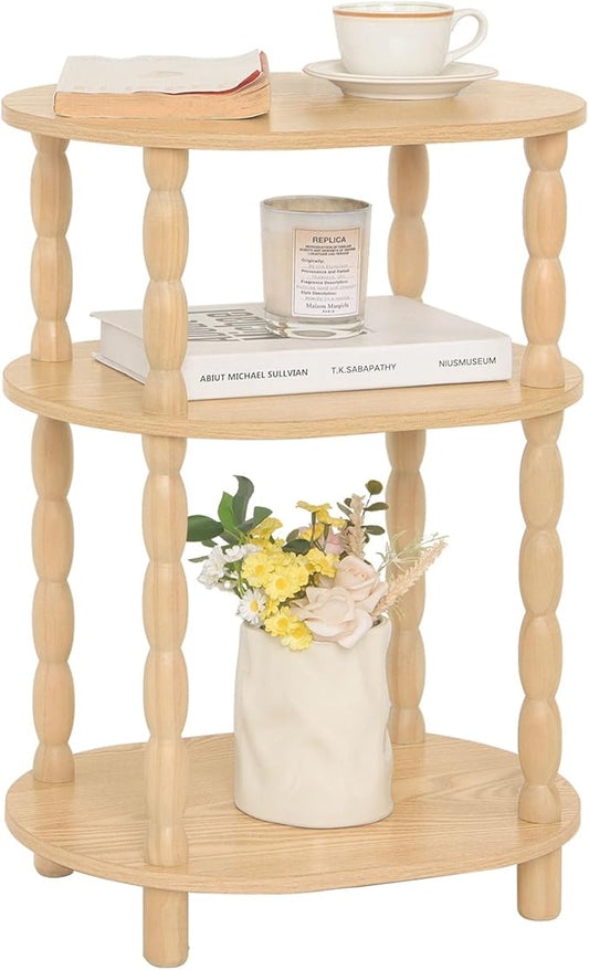 MaxSmeo End Table, Small Oval Side Table for Small Spaces, Modern Night Stand Accent Table for Living Room, Bedroom, Natural