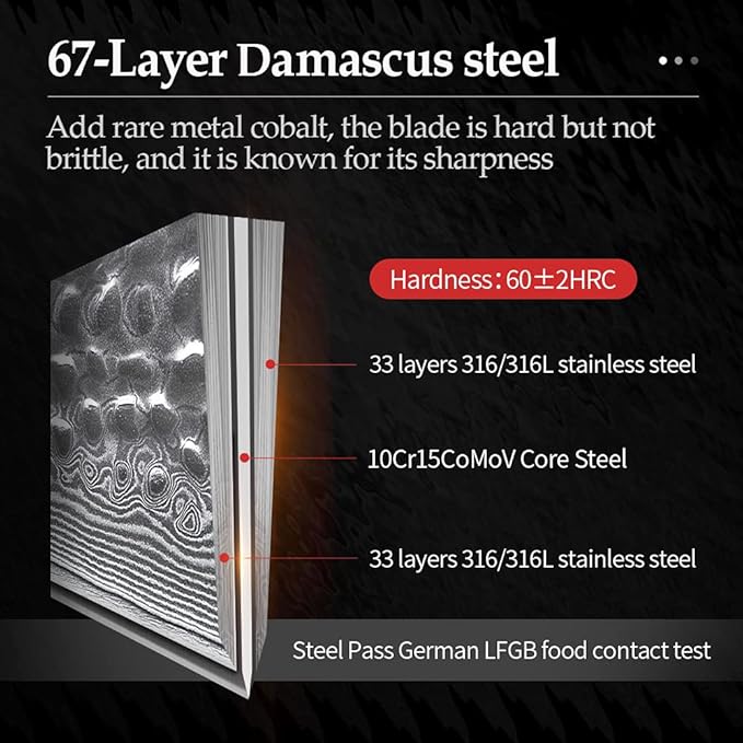 XINZUO Kitchen Knife Set of 5 Piece,67 Layers Hammered Damascus Blade,Japanese-Style Chef Knife Set,Professional Knife Sets for Chefs with Pakkawood Handle,Razor Sharp,Gift Box - He Series