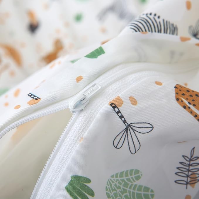 Ivellow Queen Duvet Cover Set Zoo Animal White 100% Cotton Duvet Cover for Kids Cute Bedding Set 3Pcs Ultra Soft Breathable Kids Duvet Cover Patterned Cartoon Comforter Cover Boys Girls Toddler Teen