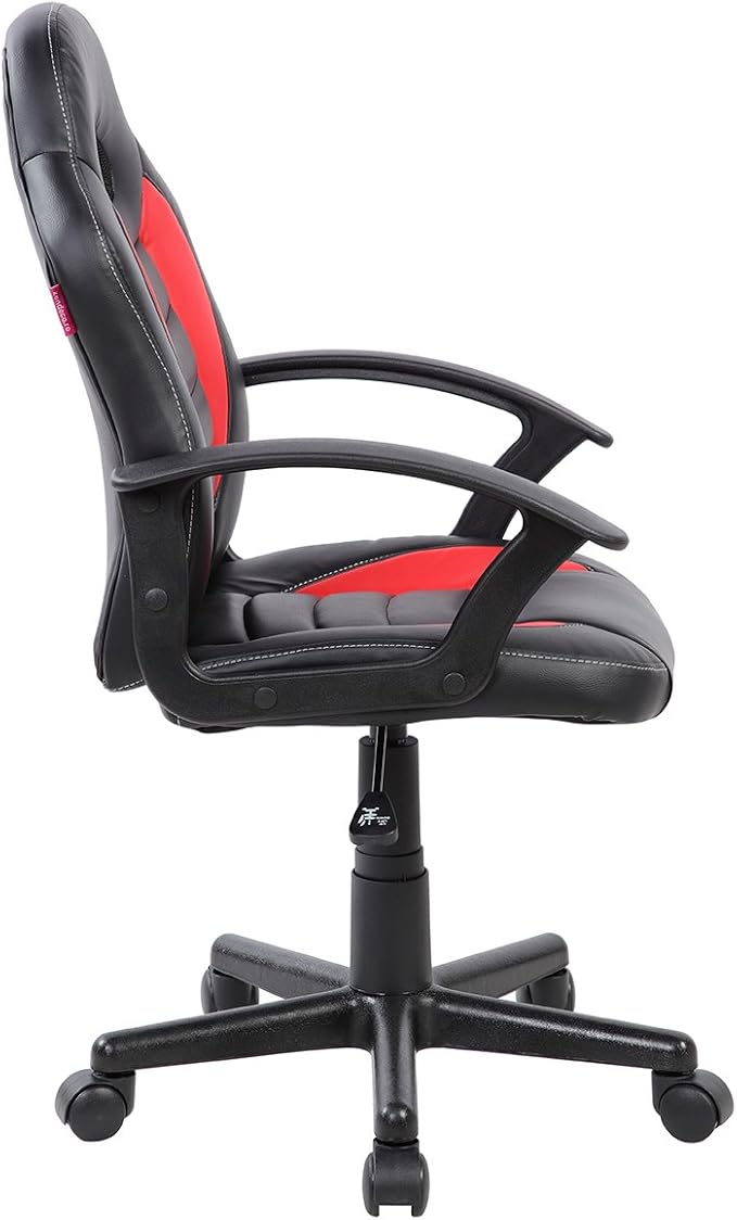Techni Mobili Kid's Gaming and Student Racer Chair with Wheels, Red 22D x 21.25W x 35.25H in