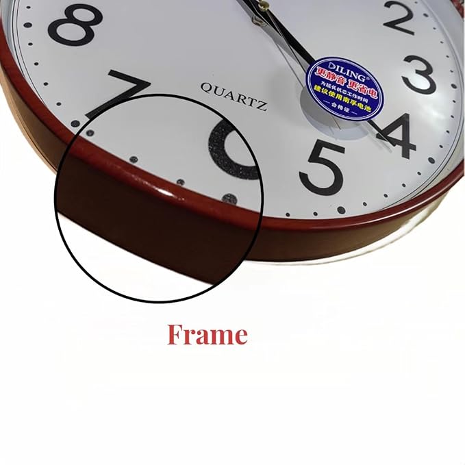 13 Inch Round Wall Clock Silent Non-Ticking Battery Operated Large Display Analog for Living Room Bedroom Study and Kitchen Decor (Red)