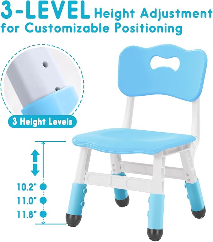 Kids Adjustable Chair with 3 Height Levels Toddler for Desk and Play Indoor Outdoor Activities