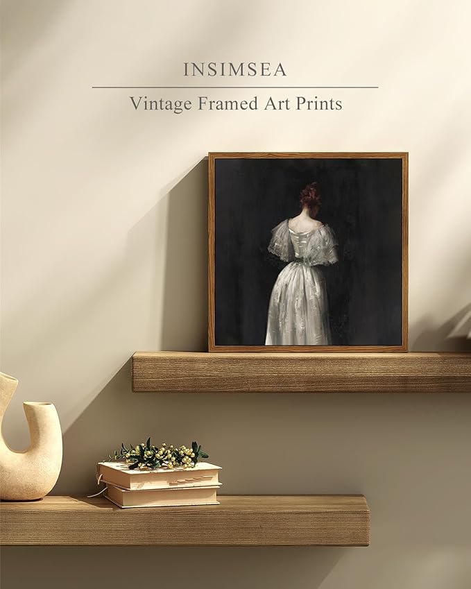 InSimSea Square Framed Canvas Wall Art, Home Decor Seventeenth Century Lady Classical Wall Art Painting, Desk Decor, Canvas Art Prints Wall Decor for Living Room Bedroom Bathroom 10"x10"