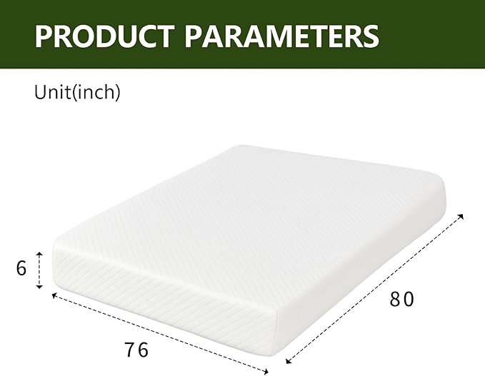 6 Inch King Size Mattress in a Box,Memory Foam Mattress for Comfort Sleep, Cooling Night Sleep & Pressure Relief, Ships Compressed (6", King)