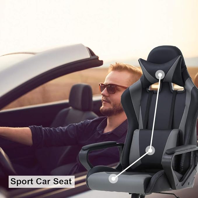 PC Gaming Chair Ergonomic Office Chair Cheap Desk Chair Executive Task Computer Chair Back Support Modern Executive Adjustable Arms Rolling Swivel Chair for Women, Men