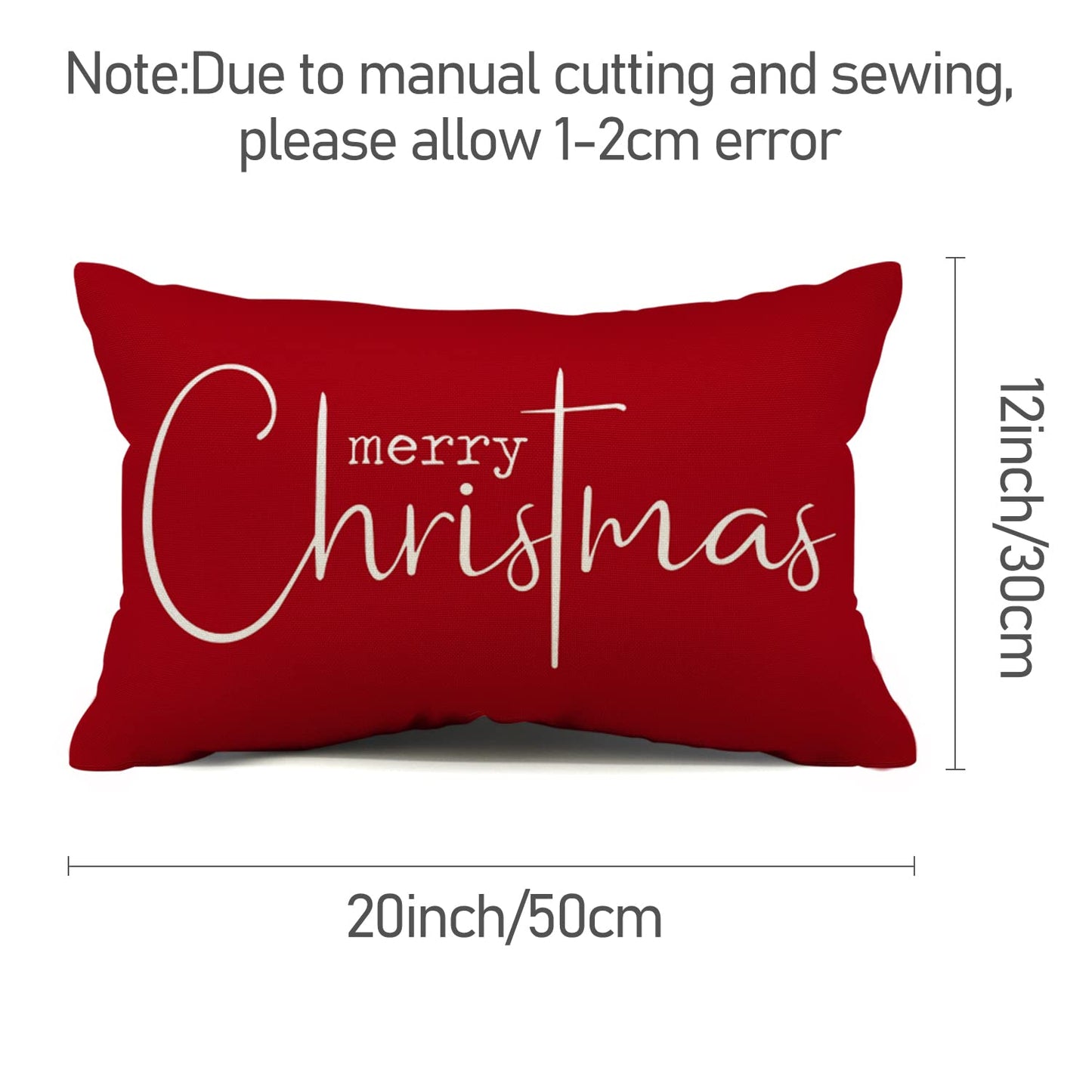 Allorry Christmas Pillow Covers Merry Christmas Throw Pillow Decorative Christmas Red Cotton Cloth Linen Cloth Pillow Cover Sofa Cover Decorative Rectangle Length 12X20 inches
