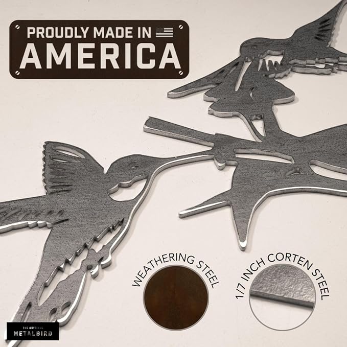 METALBIRD - Hummingbird Honeys - Outdoor Tree Ornaments in Corten Steel - Metal Art Proudly Made in The USA