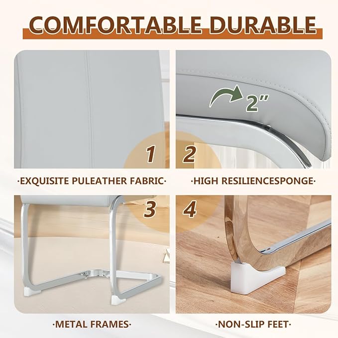 63'' Glass Dining Table Set for 4, Kitchen Table Chairs Set of 4, Clear Glass Dining Table with Black unique design Leg and Silver Metal Base, 4 PU Dining Chairs with Metal Legs, Living Room, Kitchen.