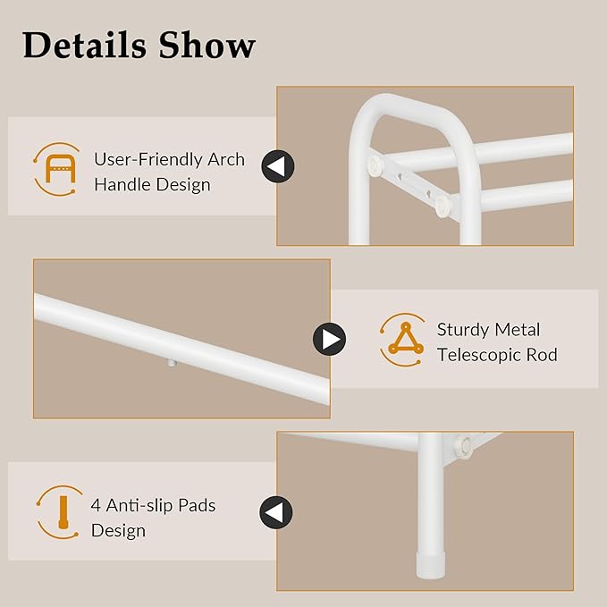 Shoe Rack for Closet,4 Tier Shoe Organizer, 28“ Metal Shelf Can Expandable to 42“, for Bedroom, Entryway, Living Room, Garage, Adjustable to 24 Pairs Shoes, White
