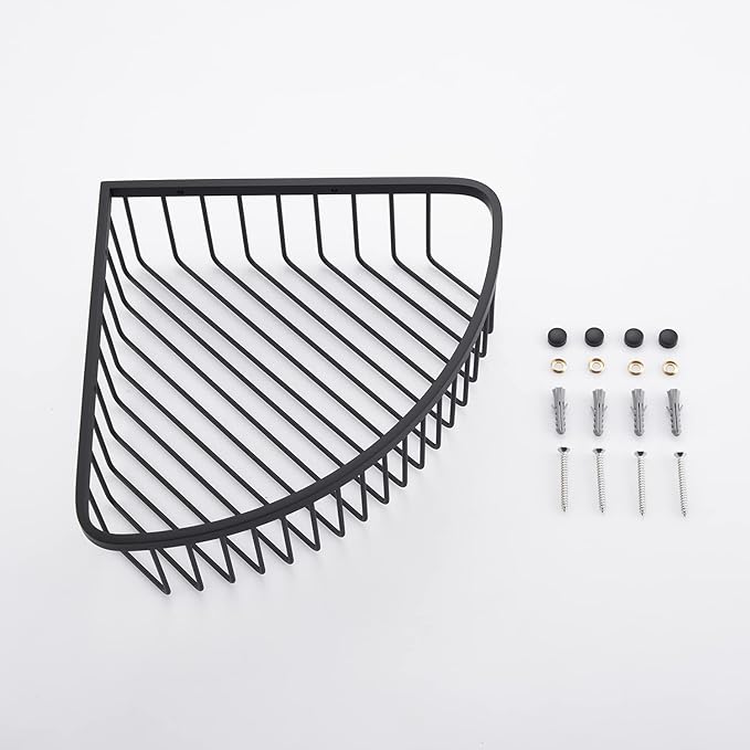 Bathroom Shower Caddy Corner Shelf Basket, Ultra Sturdy Rust-Proof Stainless Steel Shelf Organizer, Wall Mounted Storage Rack, Matte Black