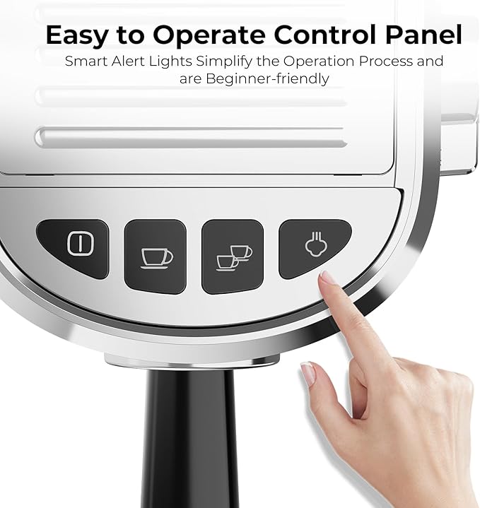 20 Bar Espresso Machine with Milk Frother, Compact Espresso Coffee Maker with Cup Warmer, Self-Cleaning, Auto Shut-Off, 34oz Removable Water Tank for Latte/Cappuccino/Americano, Stainless Steel