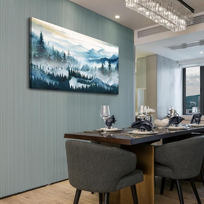 Wapluam Fog forest Wall Painting Large Framed Wall Art For Living Room Abstract Wall Decor For Bedroom Office Inspiration Pictures Canvas Art Prints Artwork Modern Ready To Hang Home Decorations