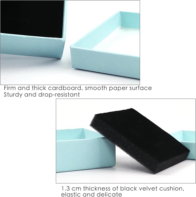 Gift Box Necklace Earring Ring Box Gift Box,12 Pieces Square Cardboard Jewelry Gift Boxes,Cotton Filled Cardboard Paper Jewelry Box Gift Case (3.5x3.5x1.25 Inches) (Blue)