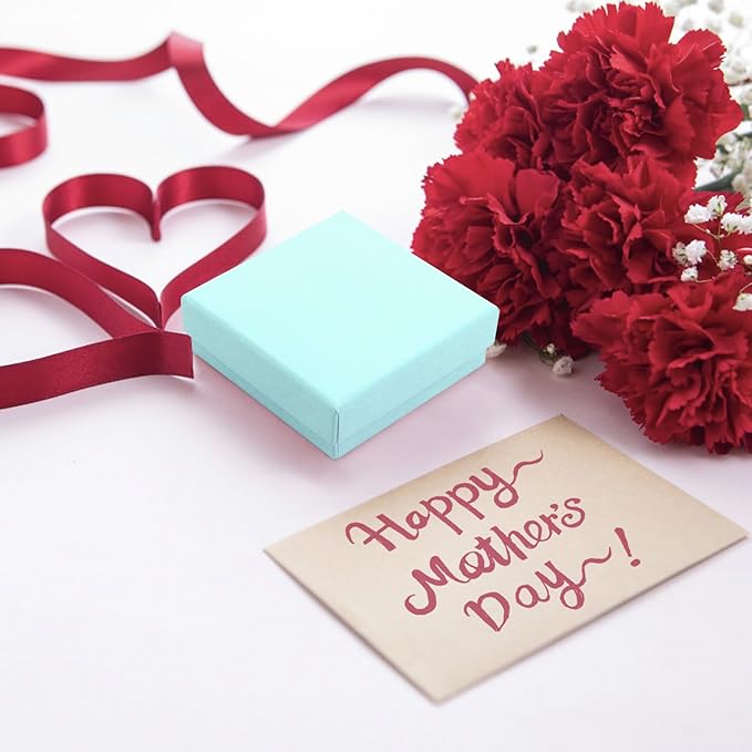 Gift Box Necklace Earring Ring Box Gift Box,12 Pieces Square Cardboard Jewelry Gift Boxes,Cotton Filled Cardboard Paper Jewelry Box Gift Case (3.5x3.5x1.25 Inches) (Blue)